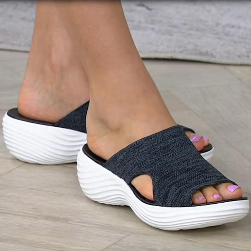 Women Casual Beach Slippers Stretch Sandals Female Open Toe