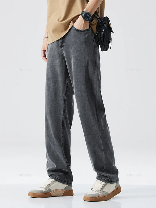 Brand Clothing Men's Jeans Classic Business Straight Denim Pants