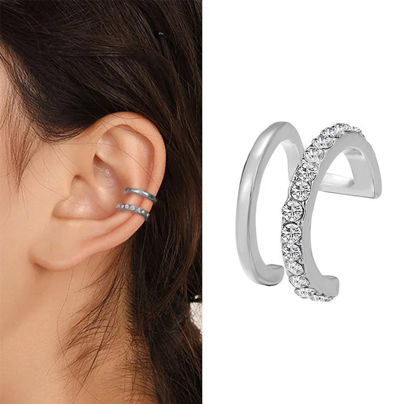 Bohemian NO Piercing Crystal Rhinestone Ear Cuff Wrap Stud Clip Earrings