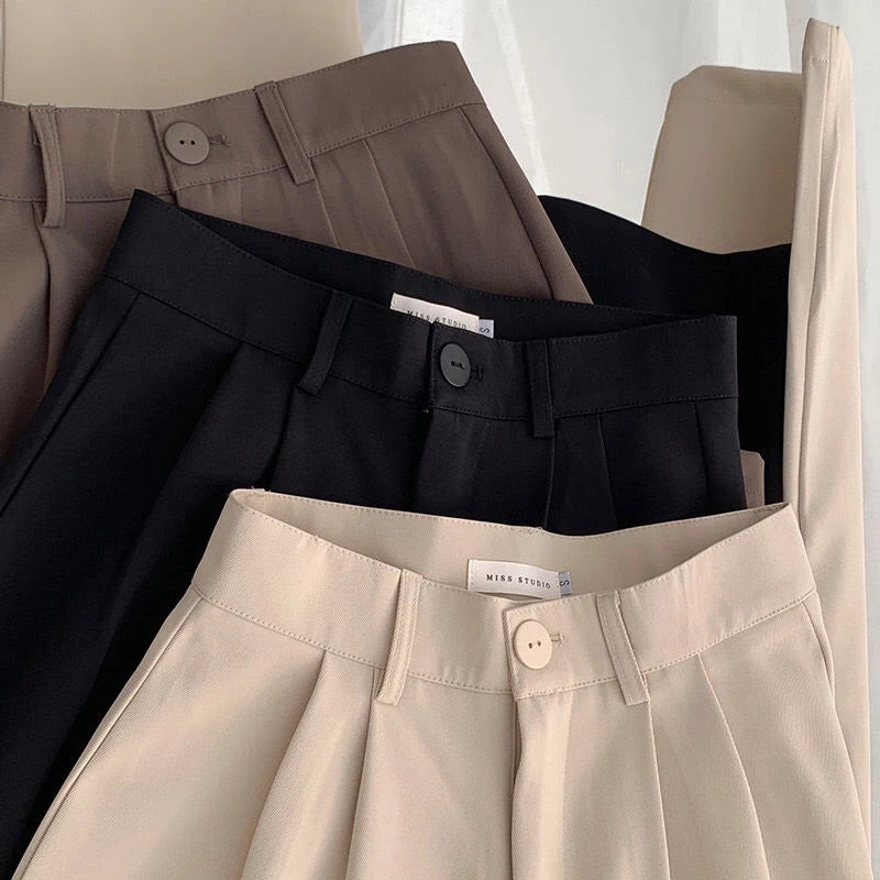 High Waist Suit Pants Fall Straight Office Ladies Fashion Trousers