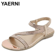 Summer Women Beach Crystal Sandals Shining Diamond Peep Toe Shoes