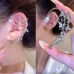 Fashion Zircon Butterfly Ear Clips Sparkling Rhinestone Ear Cuff Clips Earrings