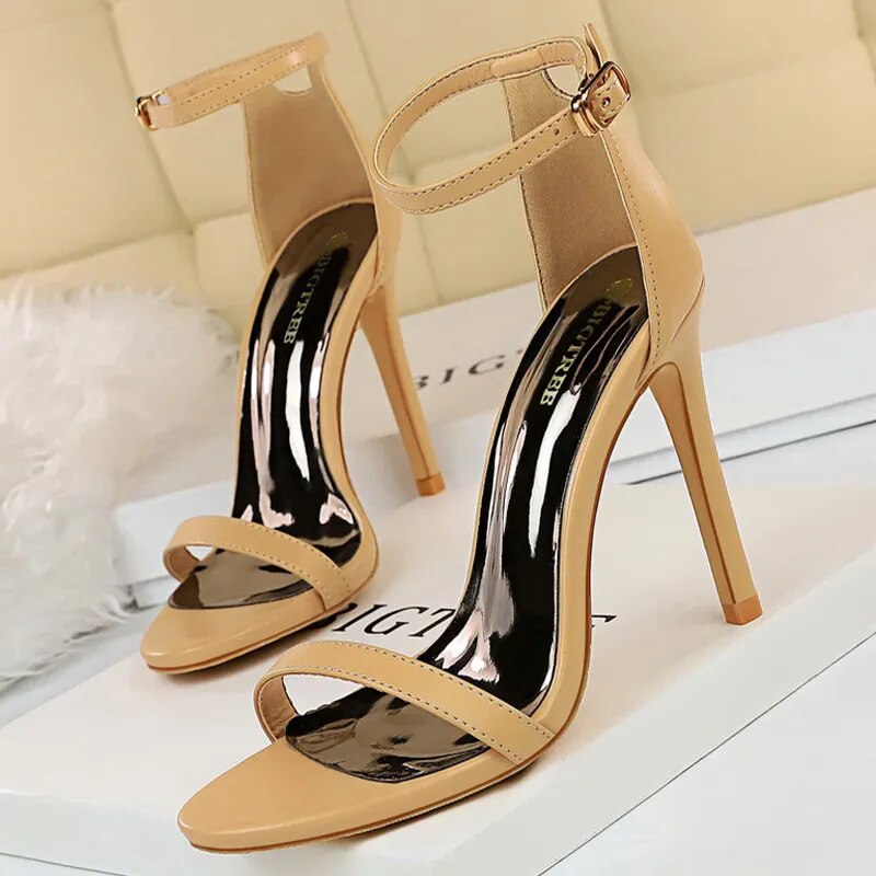 Shoes Summer Sandals Suede Hollow High Heels Stiletto