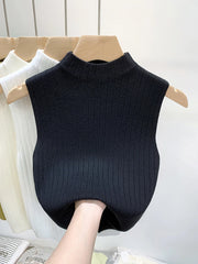 Knitted Vests Solid Tank Fashion Sleeveless Casual Thin Tops