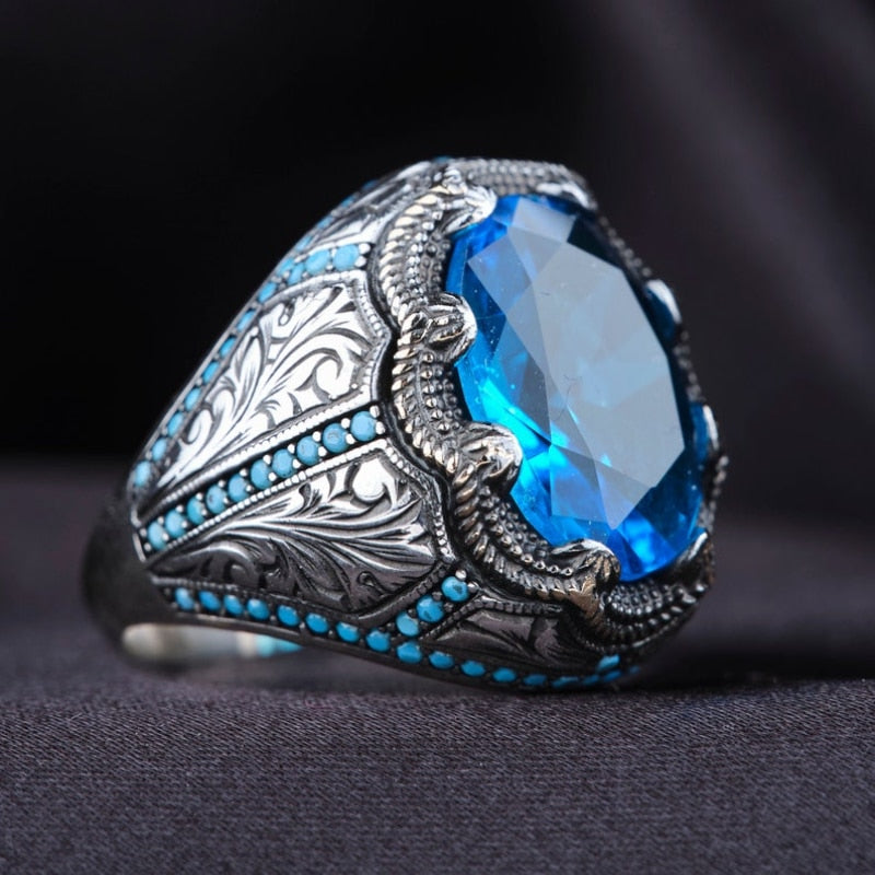 Retro Handmade Silver Color Carved Ring