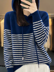 Women's Hoodies Sweater Striped Long Sleeve Casual