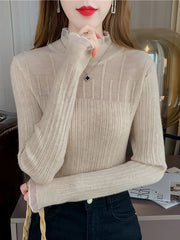 Sweater See-through Knitwear Pullovers Jumper Solid Top