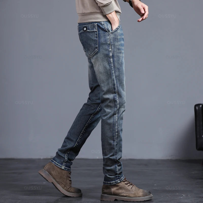 Men's Classic Fashion Grey Casual Slim Skinny Vintage Blue Streetwear