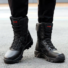 Men Lace-up Boots Motorcycle Ankle Black