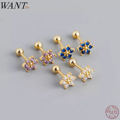 Fashion Petal Screw Bead Stud Earrings Piercing Jewelry Accessories