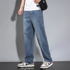 Summer Thin Men's Straight Loose Gray Jeans Trousers