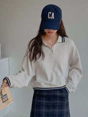 Striped Vintage Sweatshirts Women Preppy Style Long Sleeve