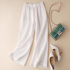 Women Cotton Linen Wide Leg Summer Pants