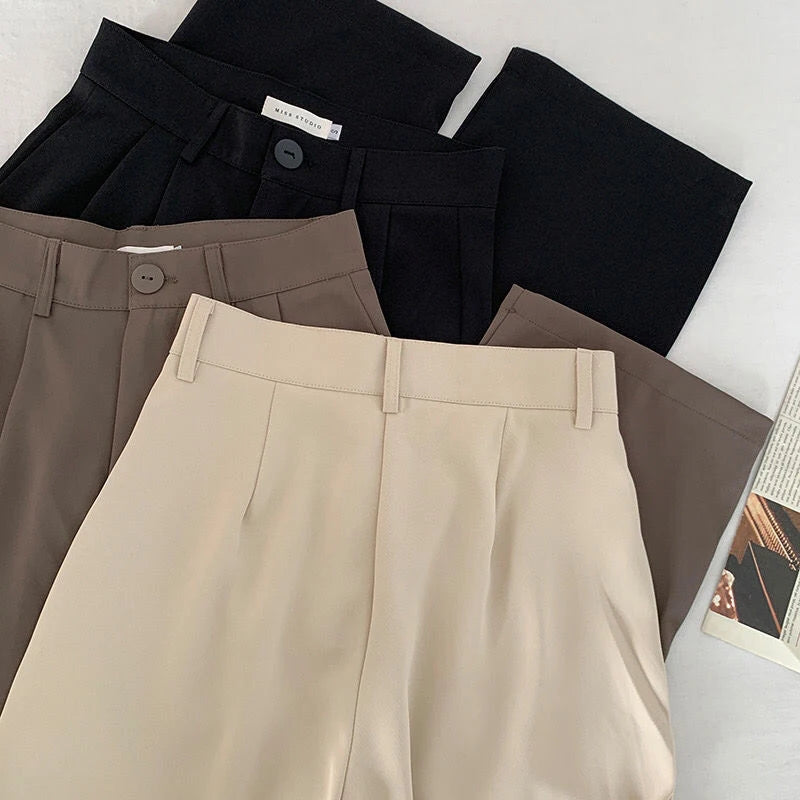 High Waist Suit Pants Fall Straight Office Ladies Fashion Trousers