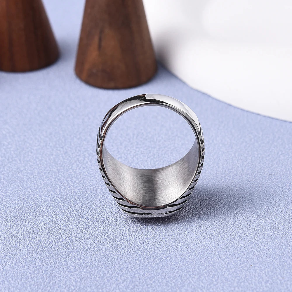 Stainless Steel Stripe Rings Classic Fashion Trend Jewelry