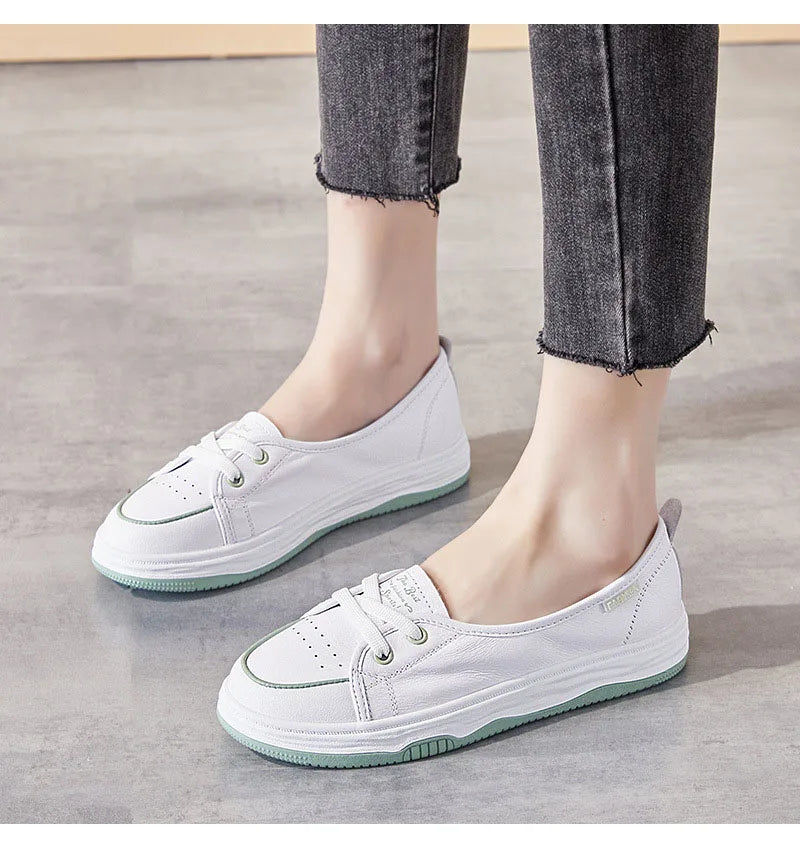 Women Flats Spring Summer Soft Cow Leather Women Casual Shoes