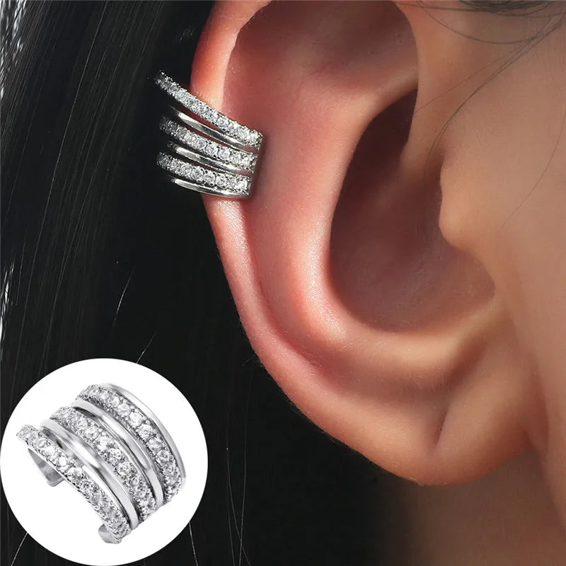 Bohemian NO Piercing Crystal Rhinestone Ear Cuff Wrap Stud Clip Earrings