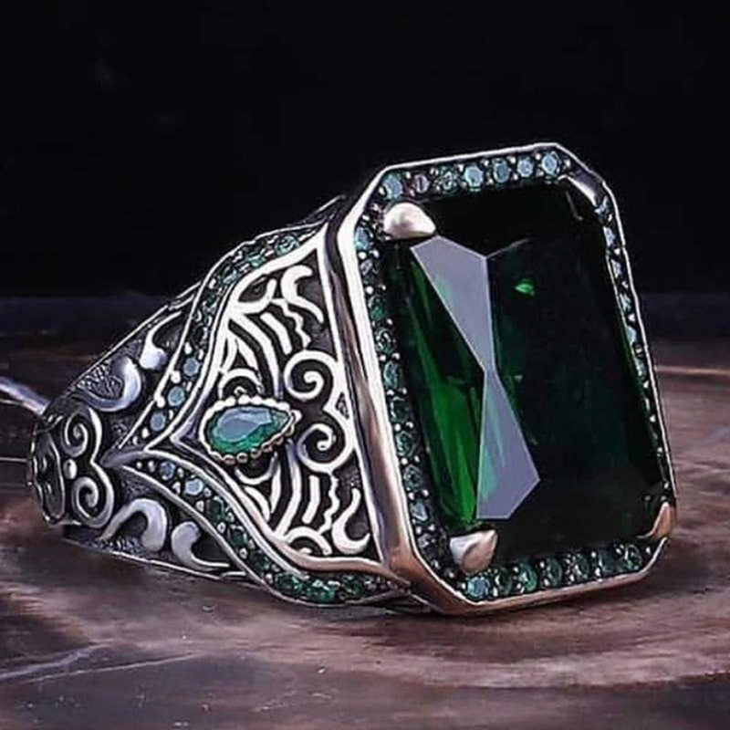 Retro Handmade Silver Color Carved Ring