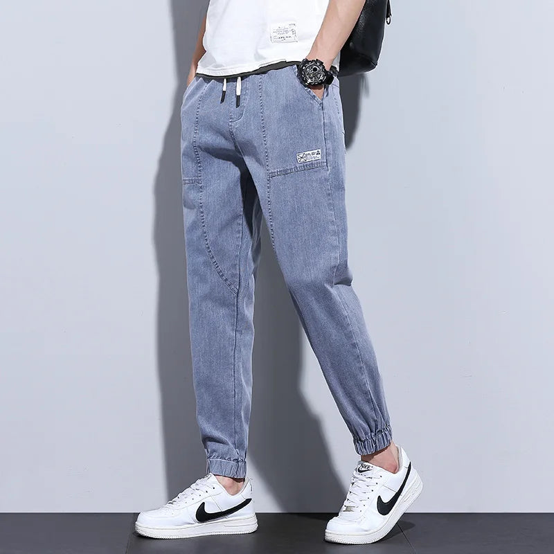 Men's Jeans Jogger Harem Pants Cotton Ankle Banded Pant