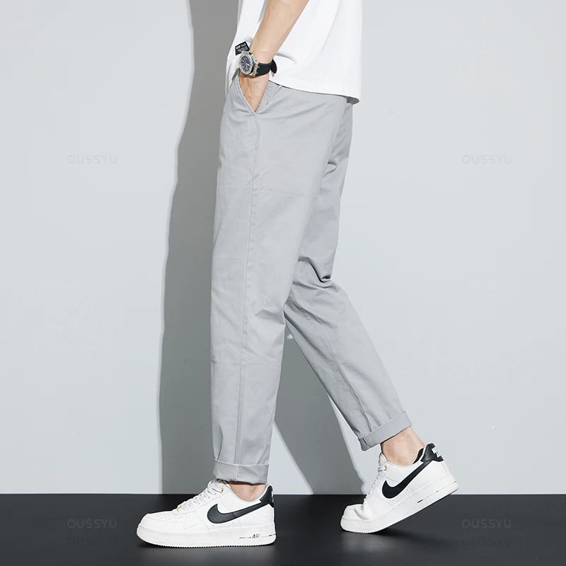 Ankle-Length Casual Pants Thin Business Straight Trousers Male Plus Size