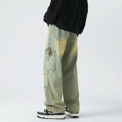 Men's Denim Wide-leg Pants Baggy Cargo Jeans High Street