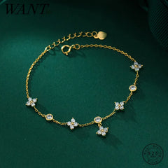 Fashion Charm Four Leaf Flower Chain Bracelet  Jewelry Accessories