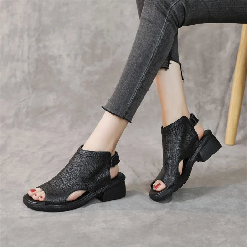 Thick Heel Gladiator Summer Shoes Retro Open Toe Casual Sandals