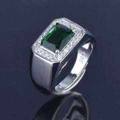 Classic Square Emerald Green Gemstone Ring