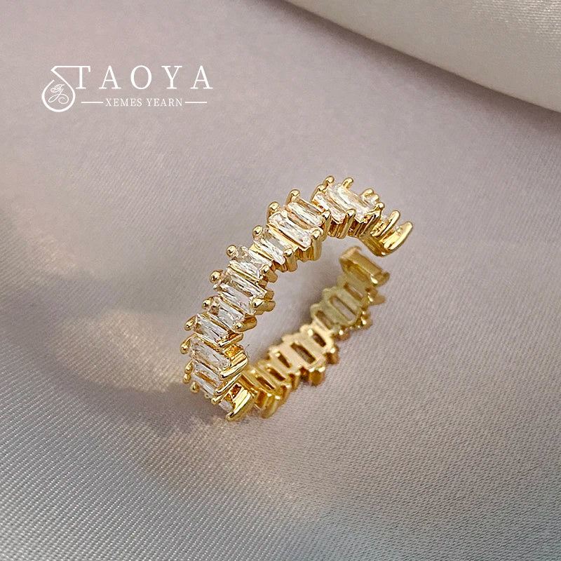 Irregular Zircon Gold Color Open Rings Fashion Jewelry