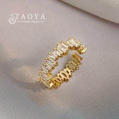 Irregular Zircon Gold Color Open Rings Fashion Jewelry