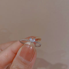 Zircon Heart Opening Adjustable Rhinestone Ring