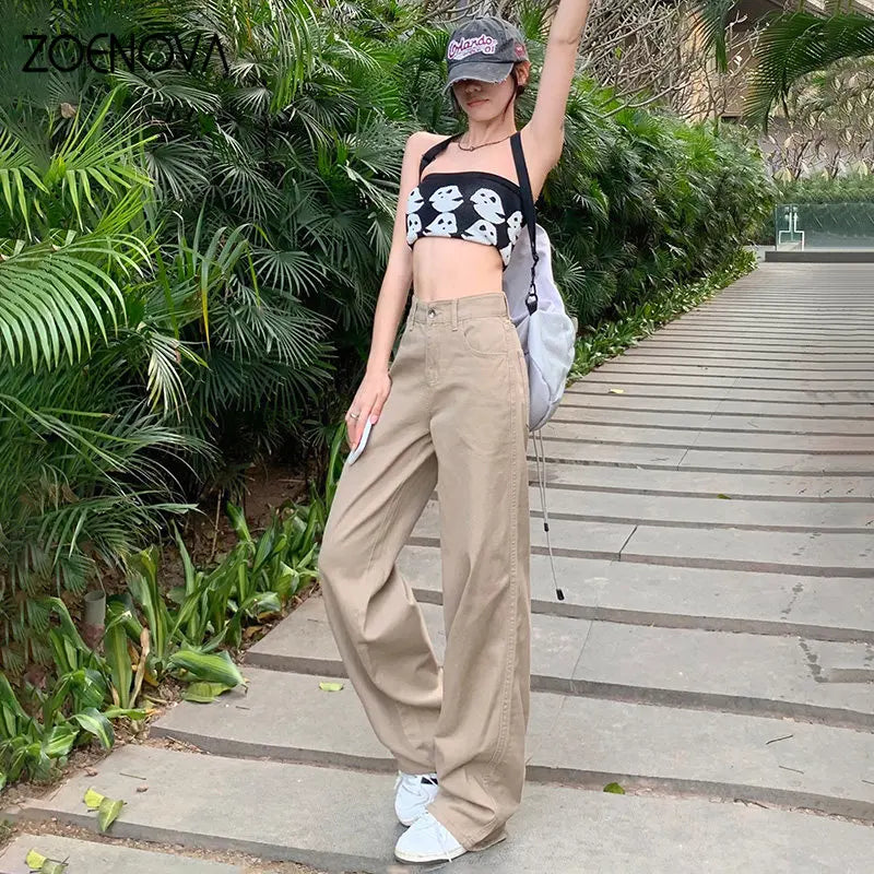 Women Cargo Pants Vintage Low Waist Chic  Baggy Trousers