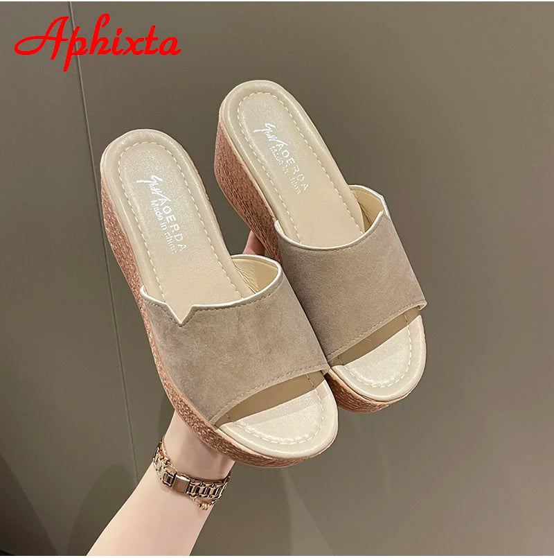 Platform 7cm Wedge Heels Slides Women Slippers Shoes