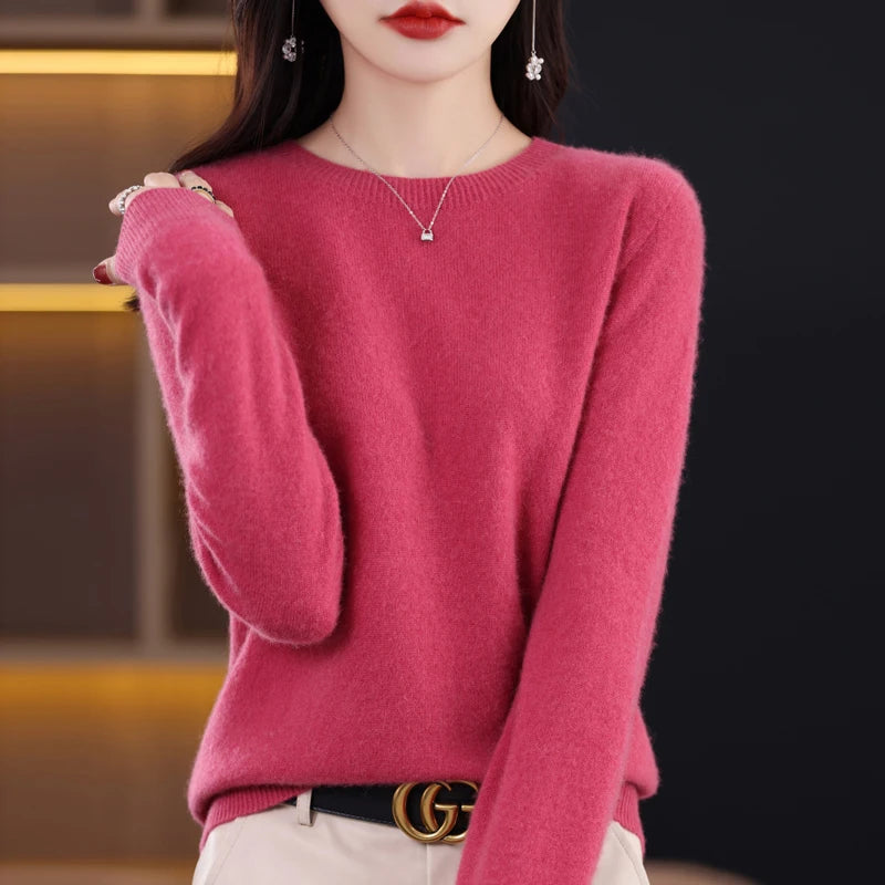 Basic Top Long Sleeve Women O-Neck Knitted Sweater