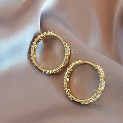 Fashion Simple Zircon X Metal Hoop Earrings