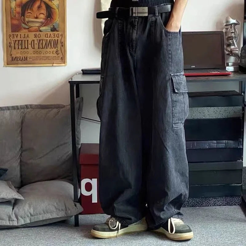 Baggy Jeans Trousers Denim Pants Black Wide Leg Pants Men's Jeans Oversize