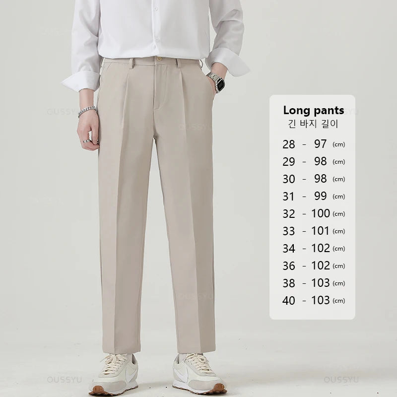 Suit Pants Men Business Thin Formal Ankle Length Work Pant