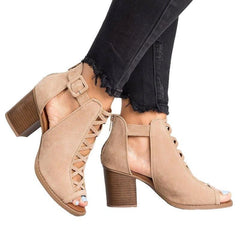 Casual Rome Ankle Boots Ladies Sandals Middle Heels