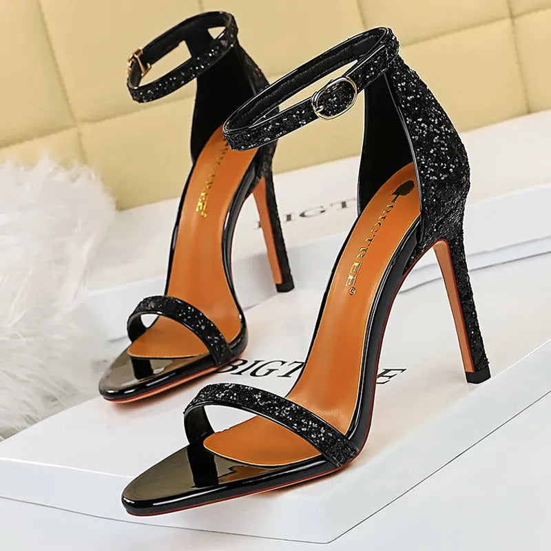 Shoes Summer Sandals Suede Hollow High Heels Stiletto