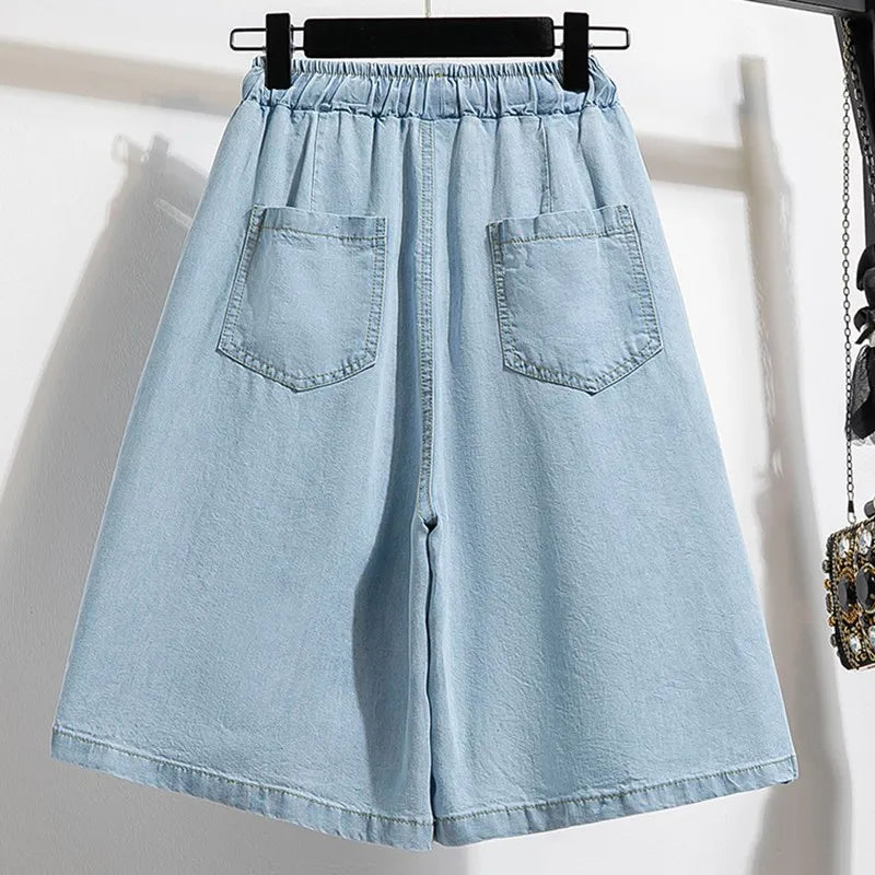 Women Summer Casual Short Jeans Style Solid Color Basics