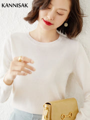 Women's Sweater O-neck Solid Pullovers Shirt Knitwear Long Sleeve