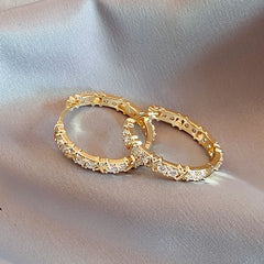 Fashion Simple Zircon X Metal Hoop Earrings