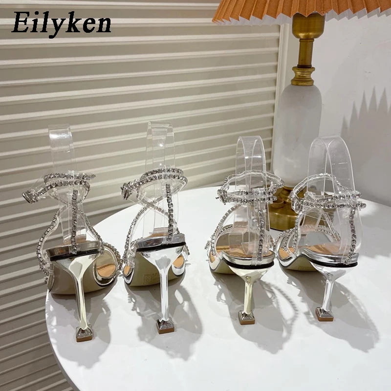 7CM High Heels PVC Transparent Crystal Sandals Fashion