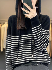 Women's Hoodies Sweater Striped Long Sleeve Casual