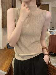 Knitted Vests Solid Tank Fashion Sleeveless Casual Thin Tops