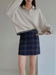 Striped Vintage Sweatshirts Women Preppy Style Long Sleeve