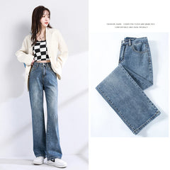 Womens Jeans High Waist Vintage Straight Baggy Denim Pants