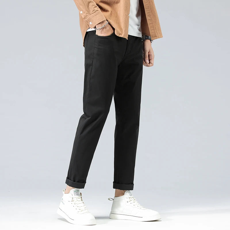 Cotton Casual Pants Classic Style Business Fashion Straight Stretch Trousers