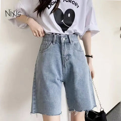 Summer Jeans Shorts Harajuku Vintage Denim Shorts Solid Casual