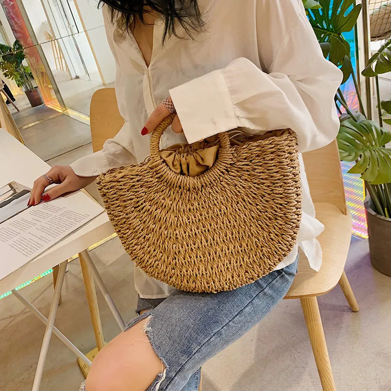 Summer Handmade Beach Weaving Ladies Straw Bag